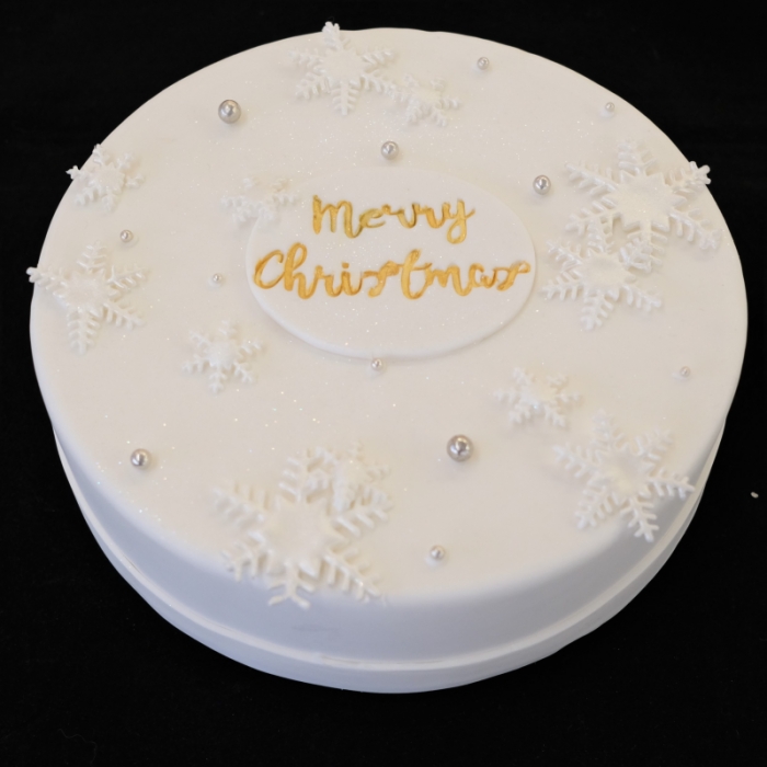 Kersttaarten met decoratie en tekstMerry Christmas - White Snow 