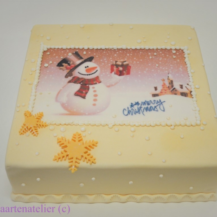 Kersttaarten met afbeelding, foto of logoSnowman