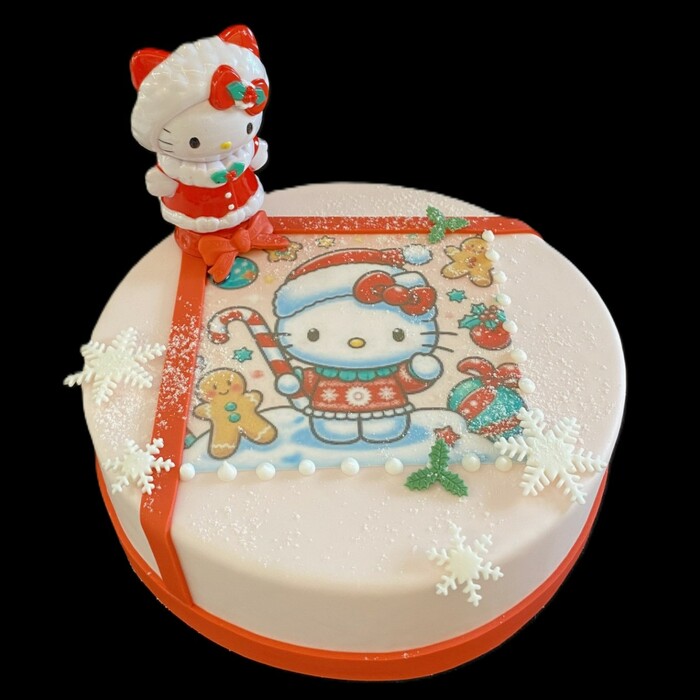 Kersttaarten met afbeelding, foto of logoKERST MET HELLO KITTY