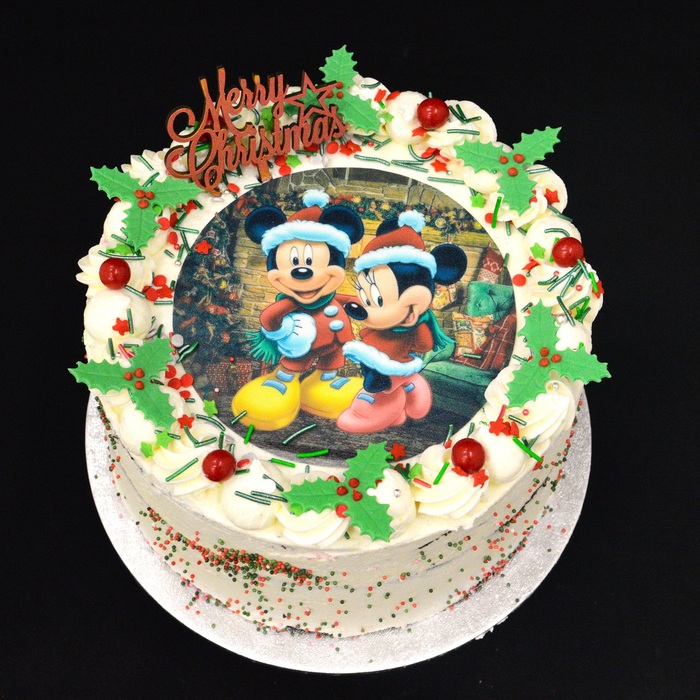 Feest Cakes met foto of afbeeldingCAKE - Christmas Mickey & Minnie