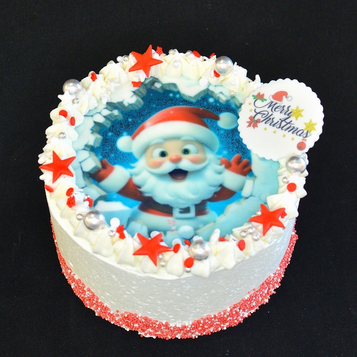 Feest Cakes met foto of afbeeldingCHRISTMAS CAKE - Santa